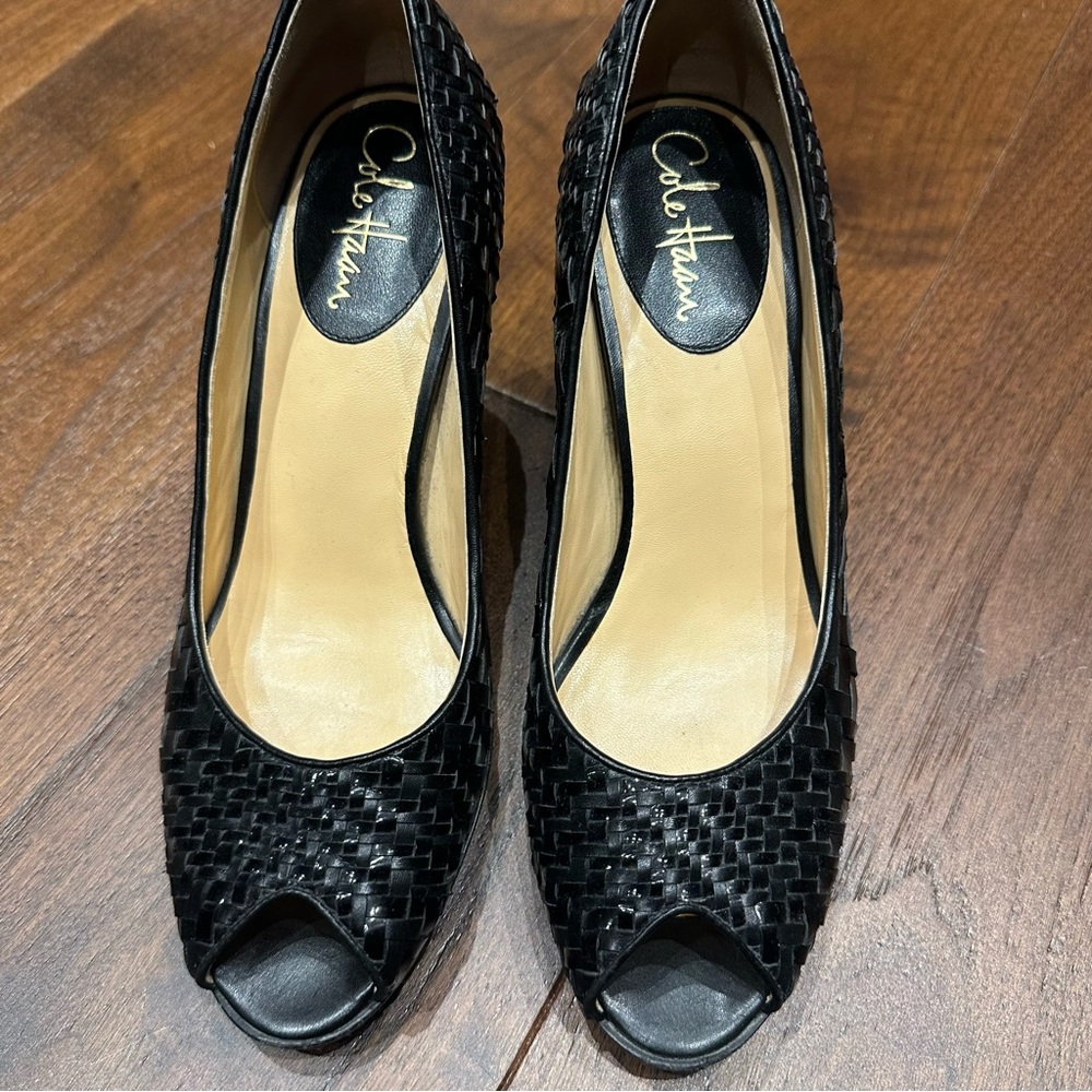 Cole Haan Black Peep Toe Heels